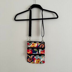 Lesportsac, Multicolor Rainbow Swirl Flower, Crossbody Bag with Adjustable Strap